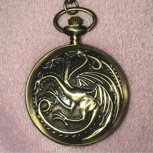 Legend of Zelda Gleeok 3 Headed Dragon Bronze Pocket Watch and Chain NWT